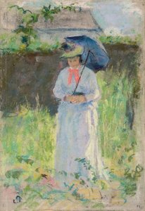 Şemsiyeli kadın (kağıt üzerinde pastel)
